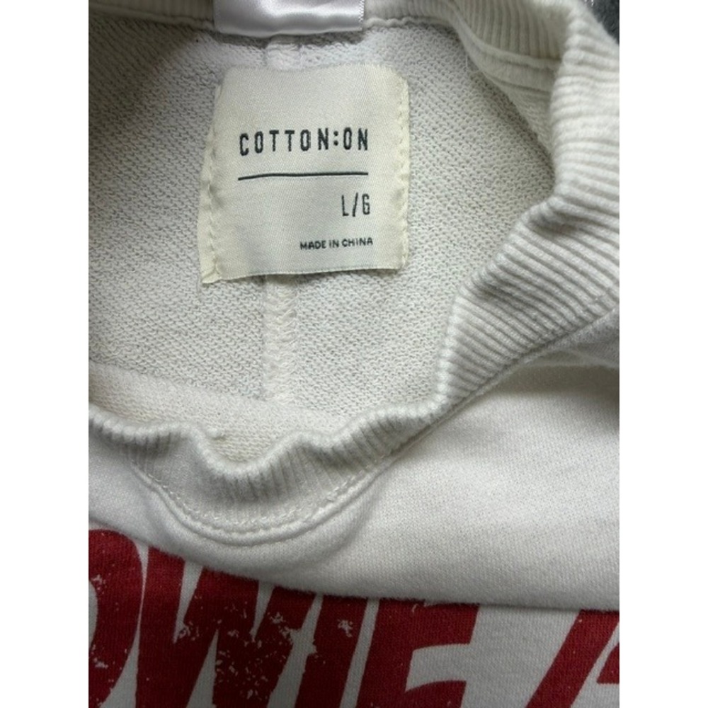 Cotton On David Bowie World Tour 74 Graphic Sweatshirt Cream Womens Large L 0421 - Picture 4 of 5